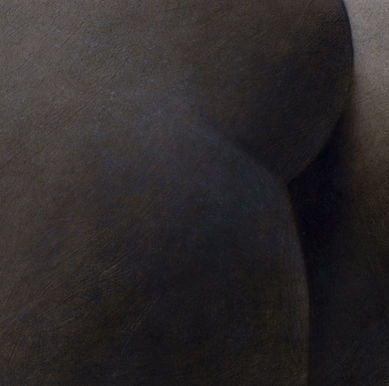 Detail of figurative oil sketch on museum board, by Wacław Wantuch