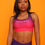 Thumbnail: Ombre Dreams Zaiah Print Sports bra in Rose and Violet