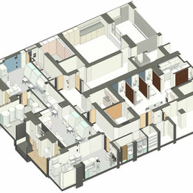 Axonometric drawing of combined Lower Ground Floor 137-9 Harley Street