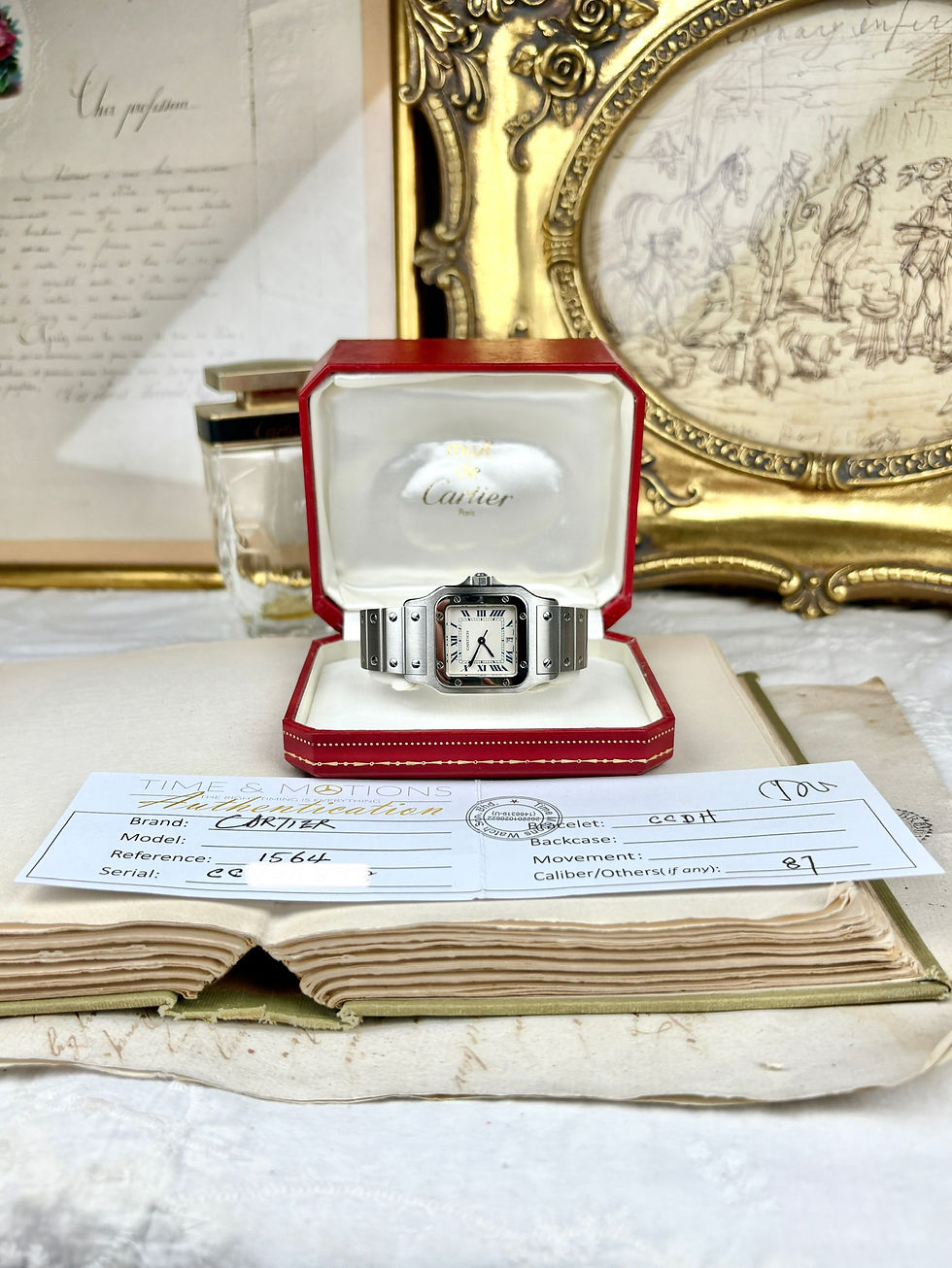 Thumbnail: Cartier Santos Full Steel with Blue Roman