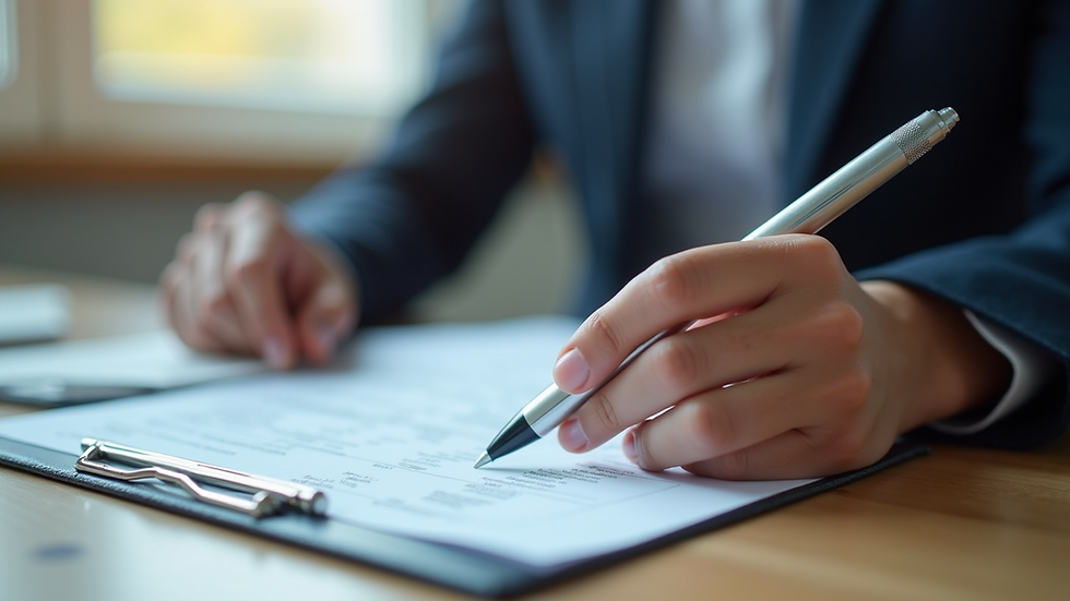 Eye-level view of a person reading an insurance document
