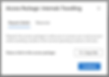 Dialog box titled "Access Package: Internals Travelling" with options to copy a link or continue. Text details access while traveling.