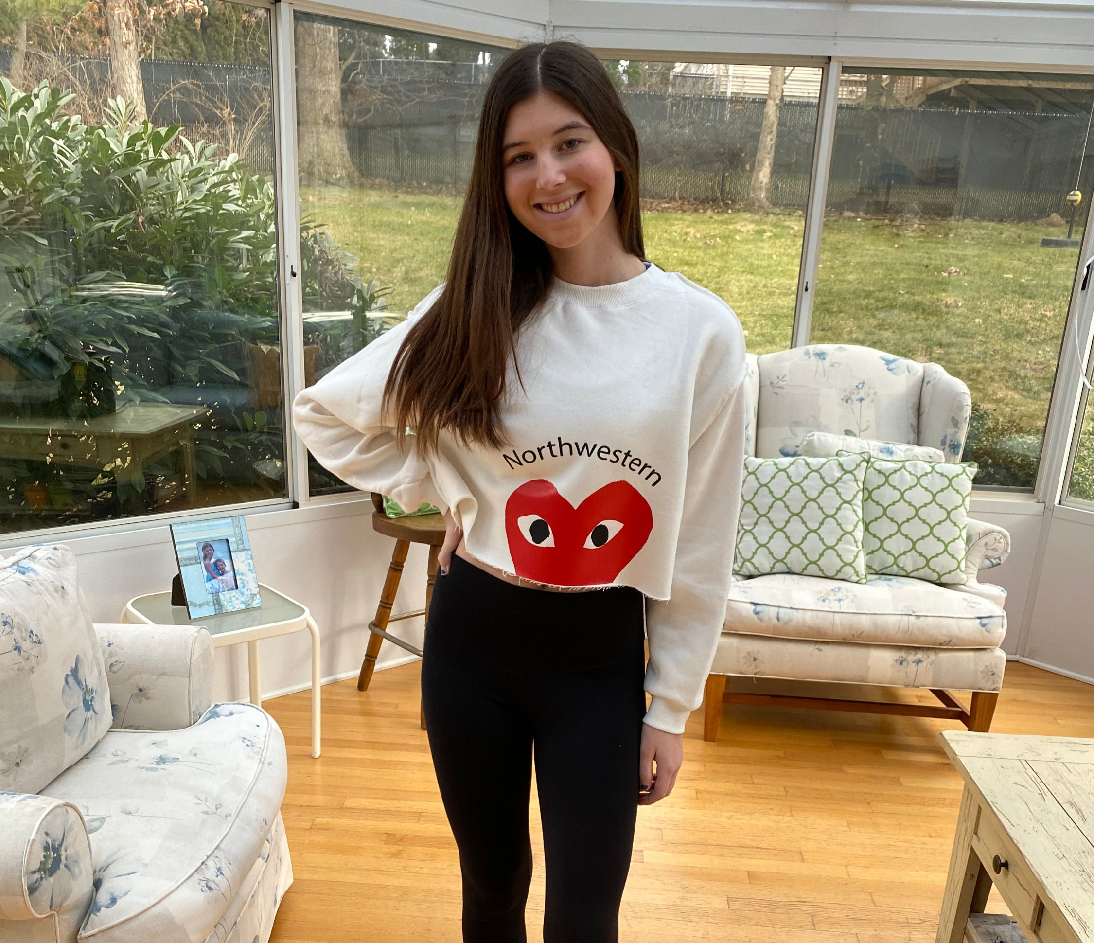 Exposed Seam Cropped Crew Neck