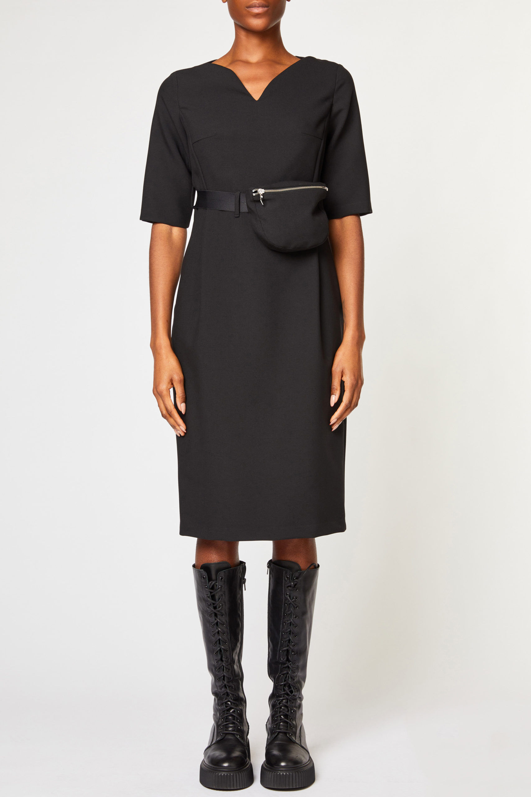 MIDI DRESS WITH SWEETHEART NECKLINE