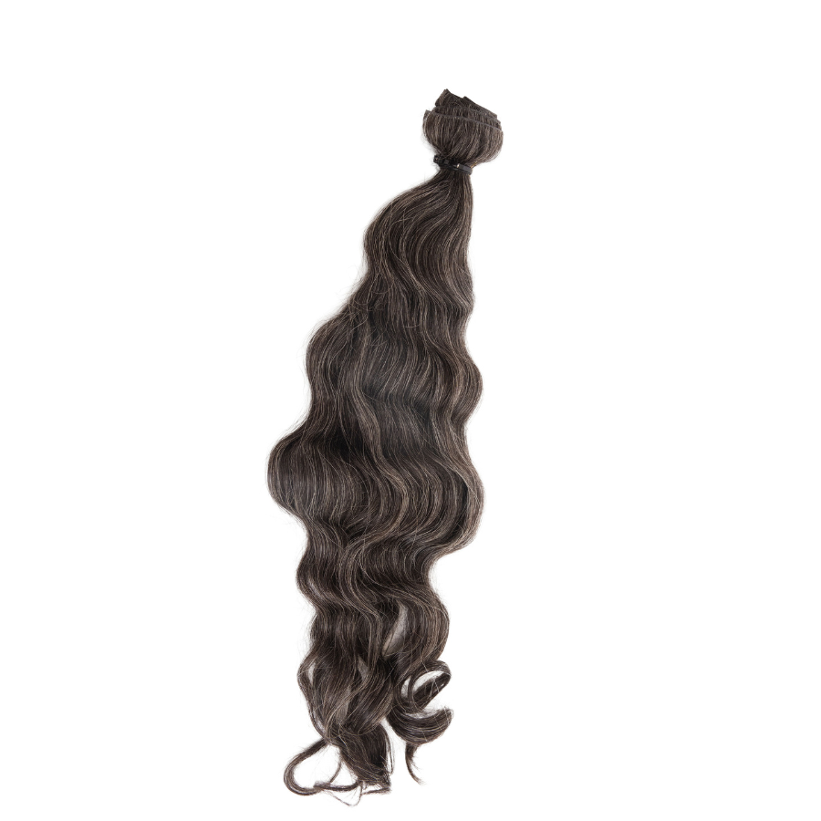 Studio Techilo wavy grey clip in extensions with natural silver blend