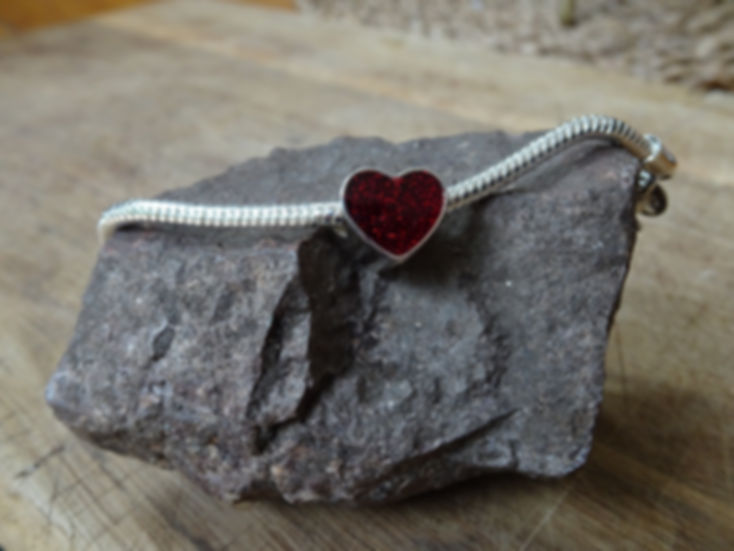 Red Heart Bead - Memorial Sterling Silver