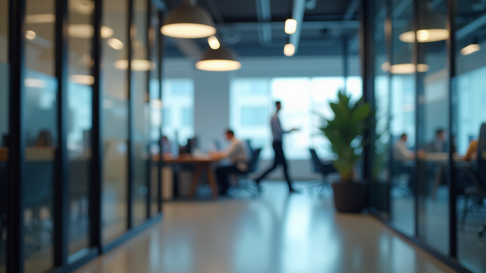 Eye-level view of a modern office space with integrated technology