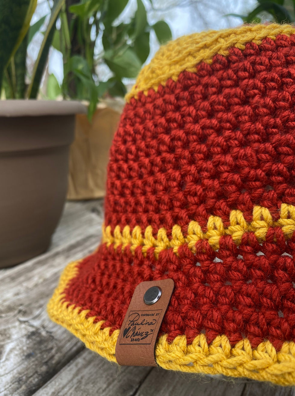 Crochet Bucket Hat Yellow Brick Ying Yang | PaulinaFChavez