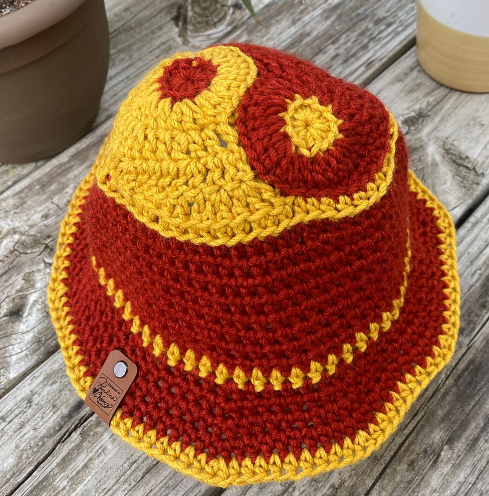 Crochet Bucket Hat Yellow Brick Ying Yang | PaulinaFChavez