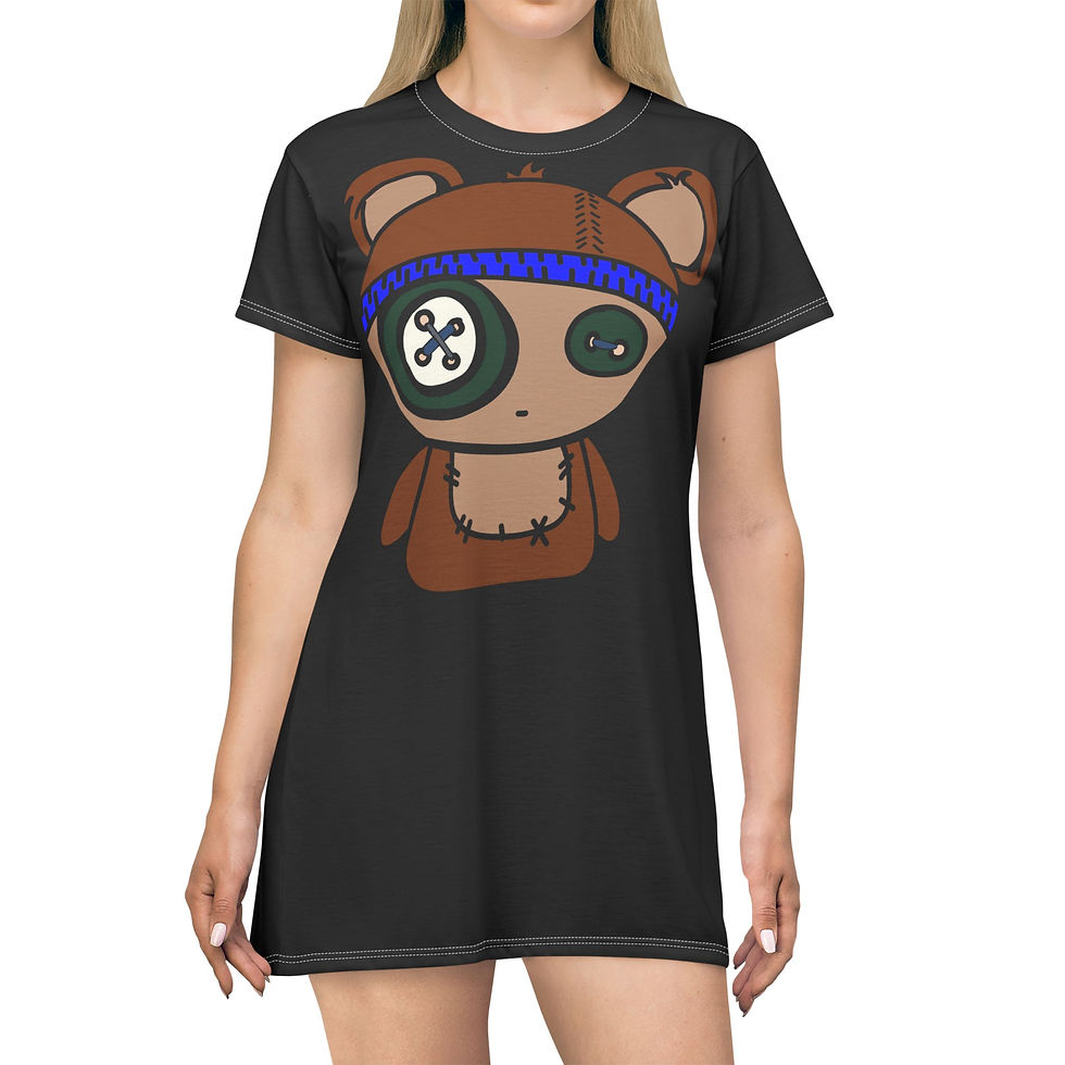 Cute Bear Graphic T-Shirt Dress