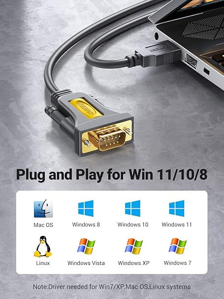 Thumbnail: UGREEN USB to DB9 RS-232 Male Adapter Cable 1m CR104