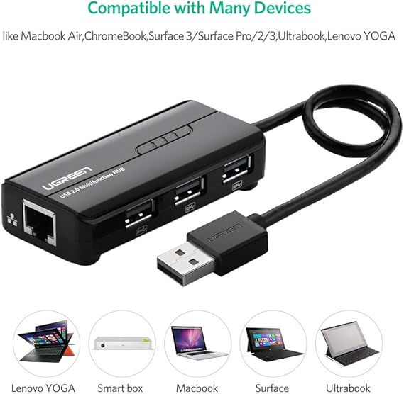 Thumbnail: UGREEN USB 2.0 to 3 x USB 2.0, 1x RJ45 10/100 20264