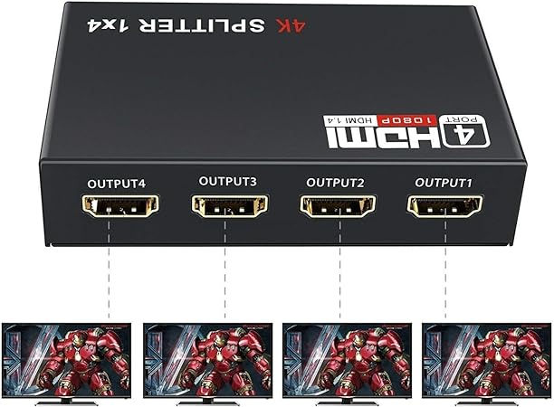 Thumbnail: 4K HDMI Splitter 1 to 4 Automatic Detection with Power Adapter