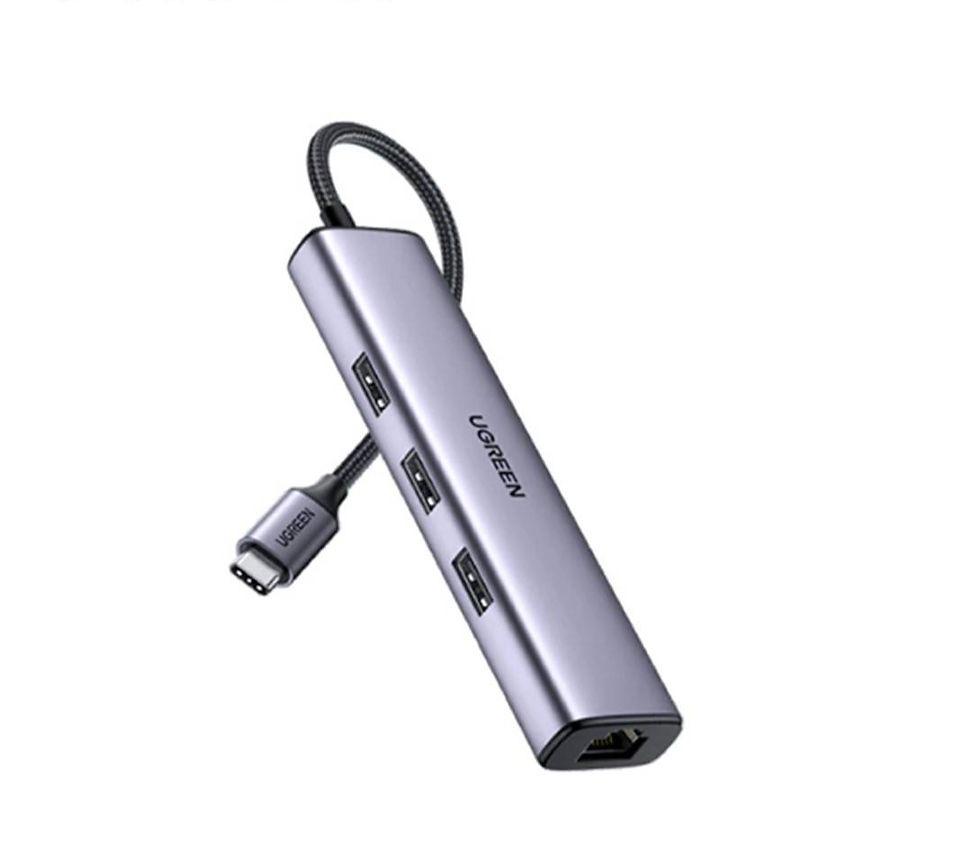 UGREEN USB3.0 to 3×USB3.0 +RJ45 (1000M) Ethernet Adapter Type-C Power Supply CM4