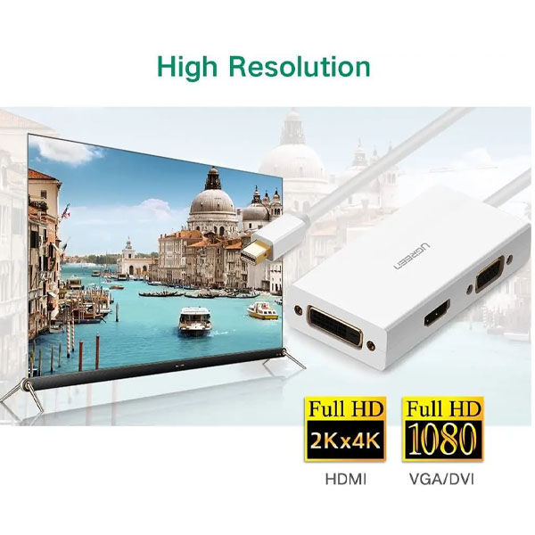 Thumbnail: UGREEN Mini DP to HDMI VGA DVI Converter (White) MD114