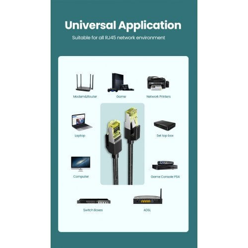 Thumbnail: UGREEN CAT7 Shielded Round Cable with Braided Modular Plugs 1m NW150 80421