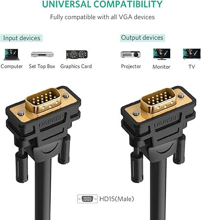 Thumbnail: UGREEN VGA Male to Male Cable 2m (Black) VG101 11646