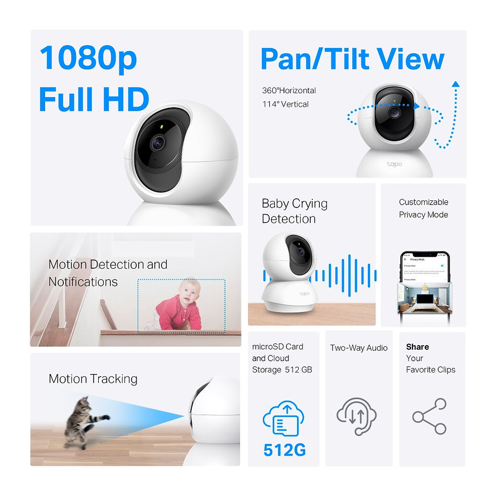 Thumbnail: Tapo C200 360-Degree Smart Wi-Fi Pan and Tilt Camera, 1080P Tapo C200