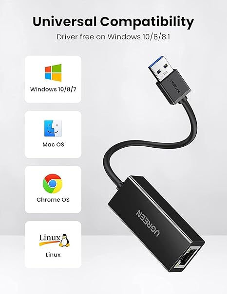 Thumbnail: UGREEN USB 3.0 Gigabit Ethernet Adapter (Black) CR111