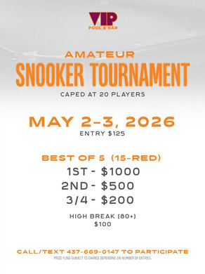 Amateur Snooker Tournament (VIP Pool & Bar)