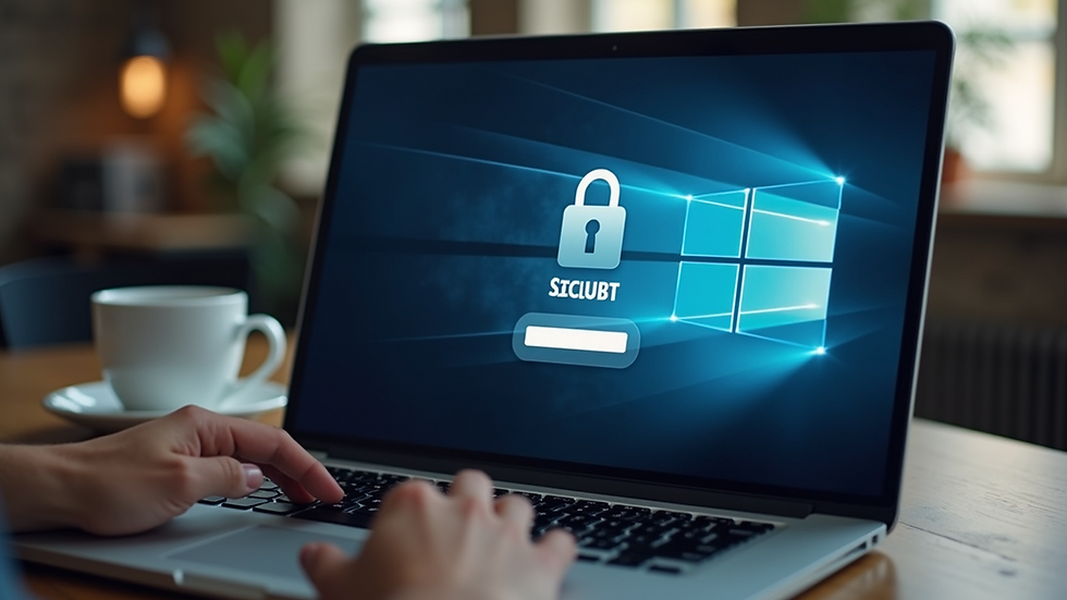Eye-level view of a laptop displaying a secure login screen