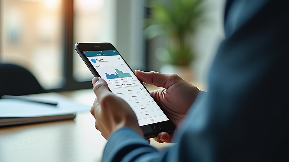 Close-up view of a smartphone showing a property management app interface