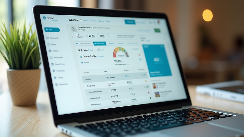 Close-up view of a laptop screen showing a holiday rental booking dashboard