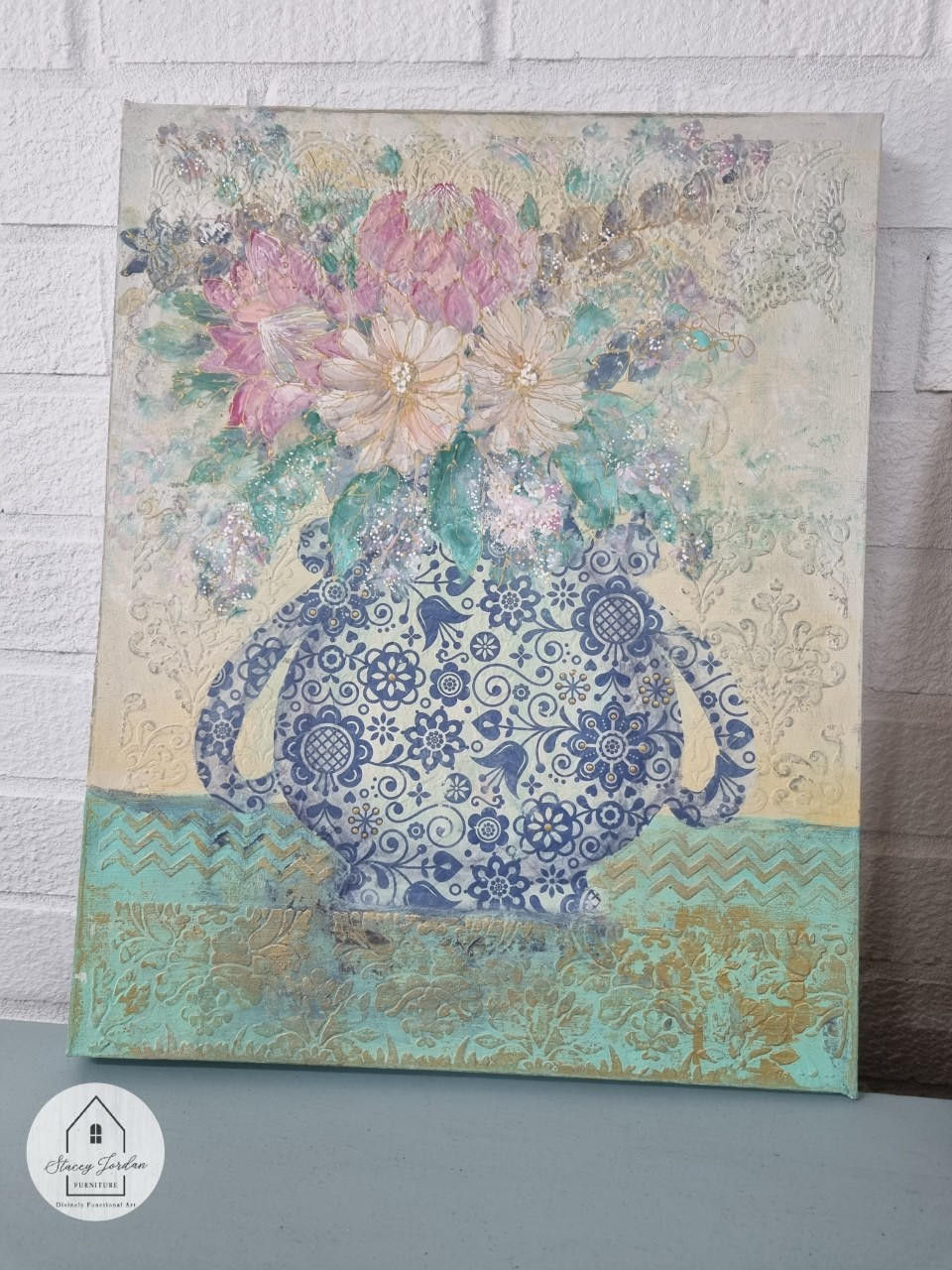 Thumbnail: Blue Glass Ornate Decoupage