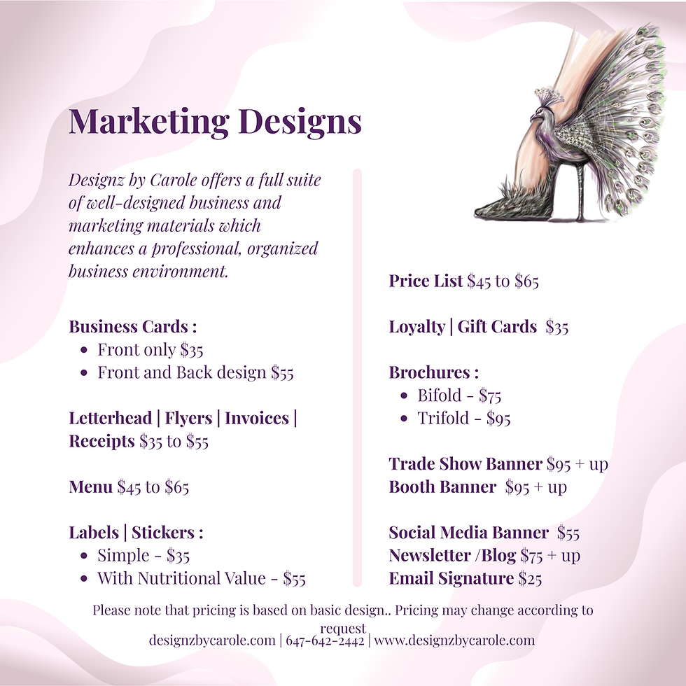 A La Carte Pricing for Marketing Material Design