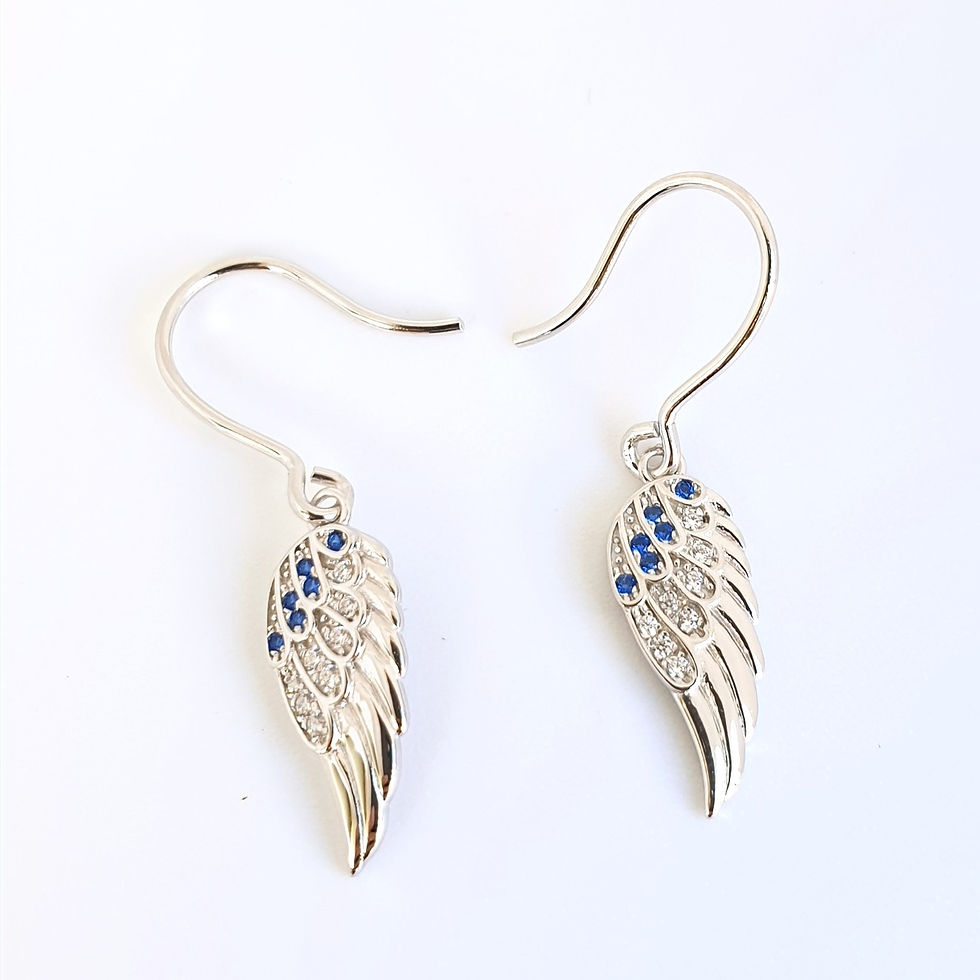 Angel Wing Drop Earrings with Cubic Zirconia in 925 Sterling Silver D.4