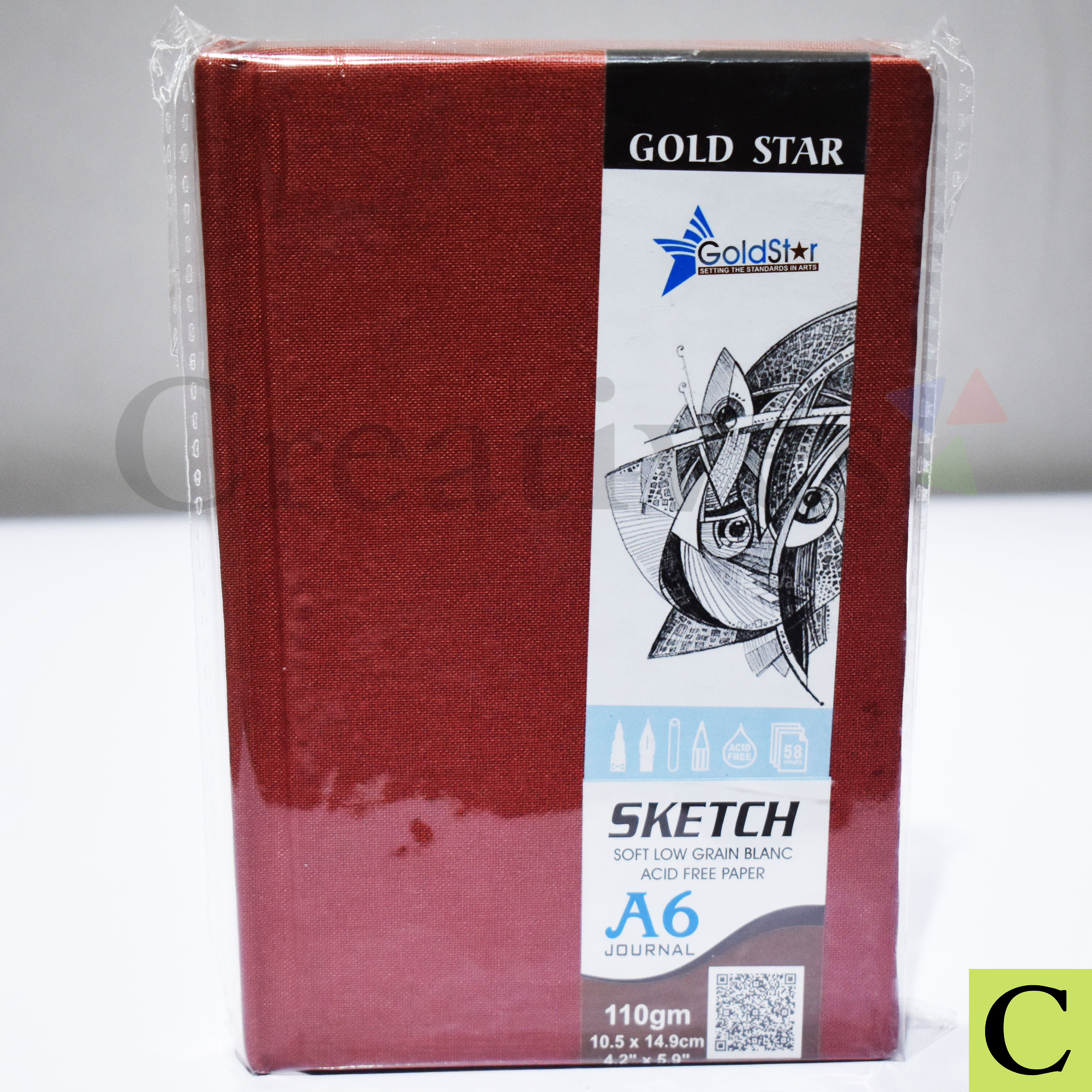Gold Star A6 Sketch Book (110g, 58 Sheets, Acid Free Paper)