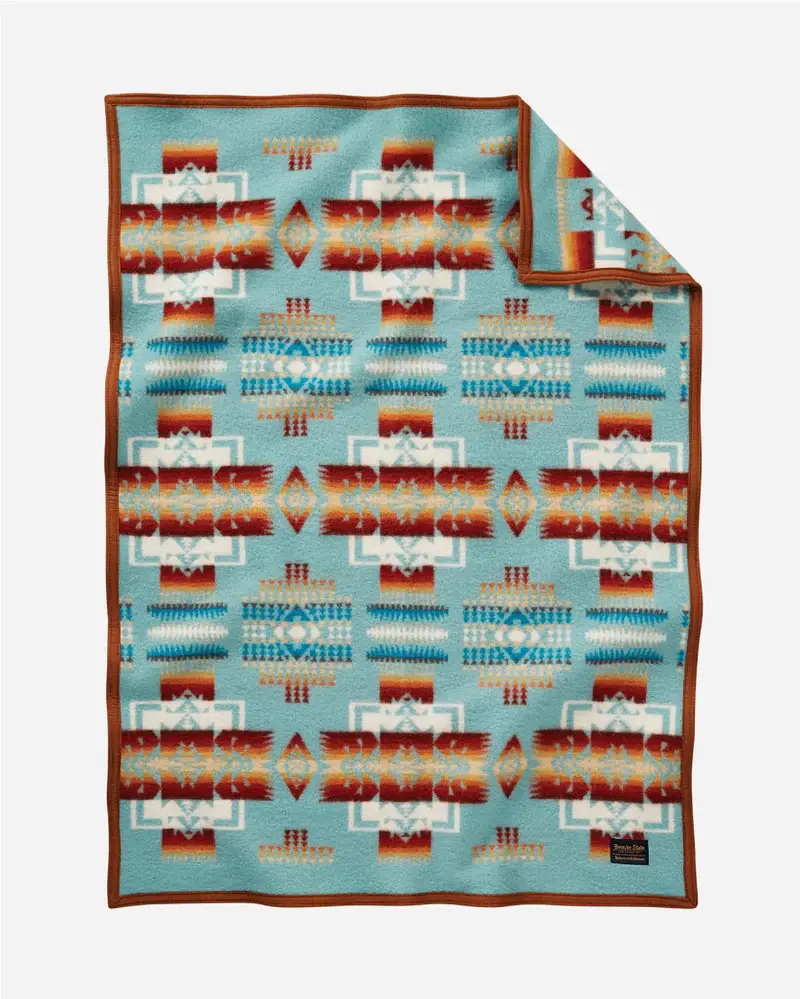 Chief Joseph Crib Blanket Aqua