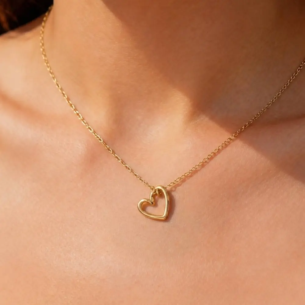 Small Open Heart Pendant Necklace