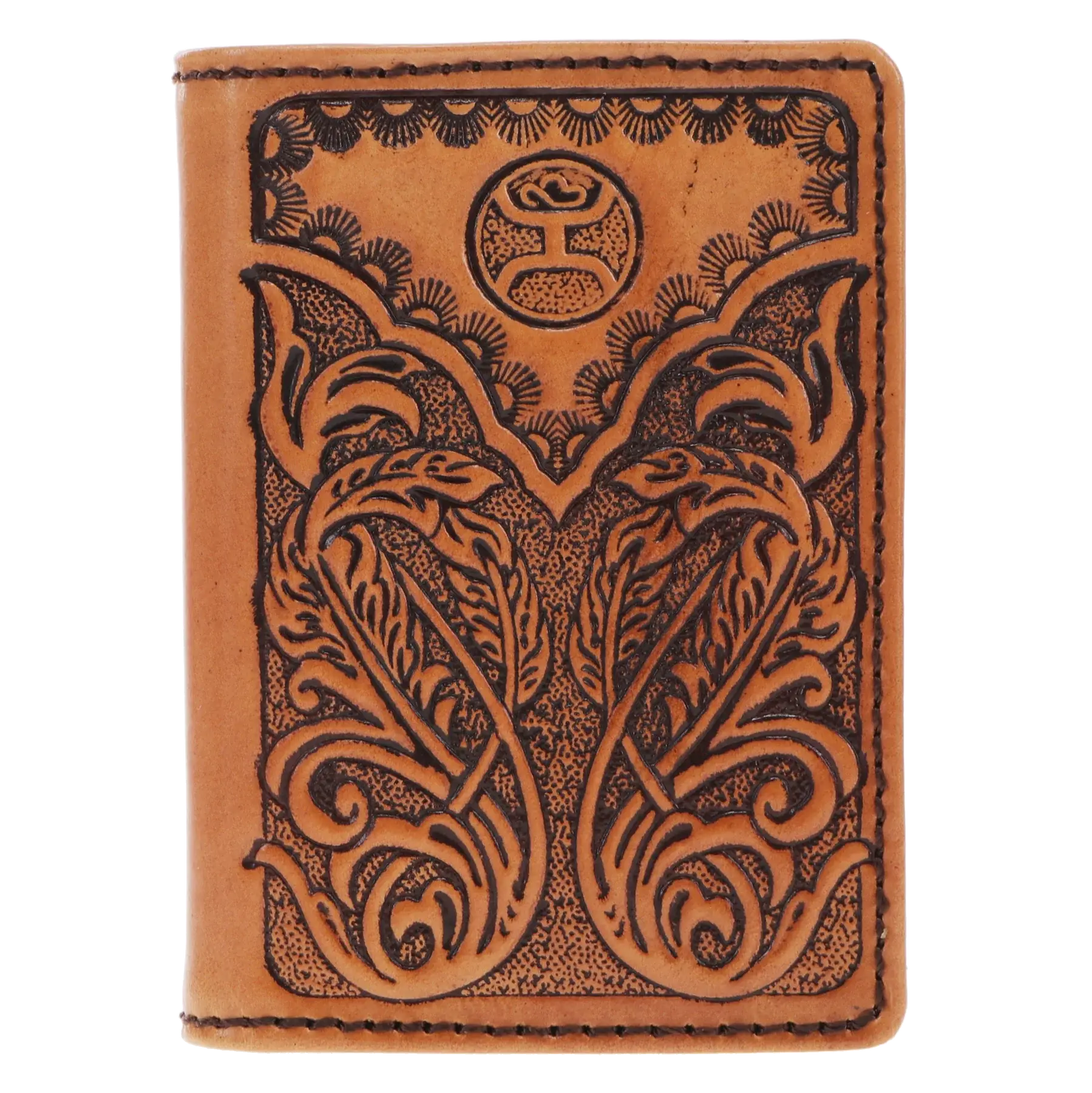 HOOEY TRIFOLD WALLET "PHOENIX" TAN/BLACK LEATHER