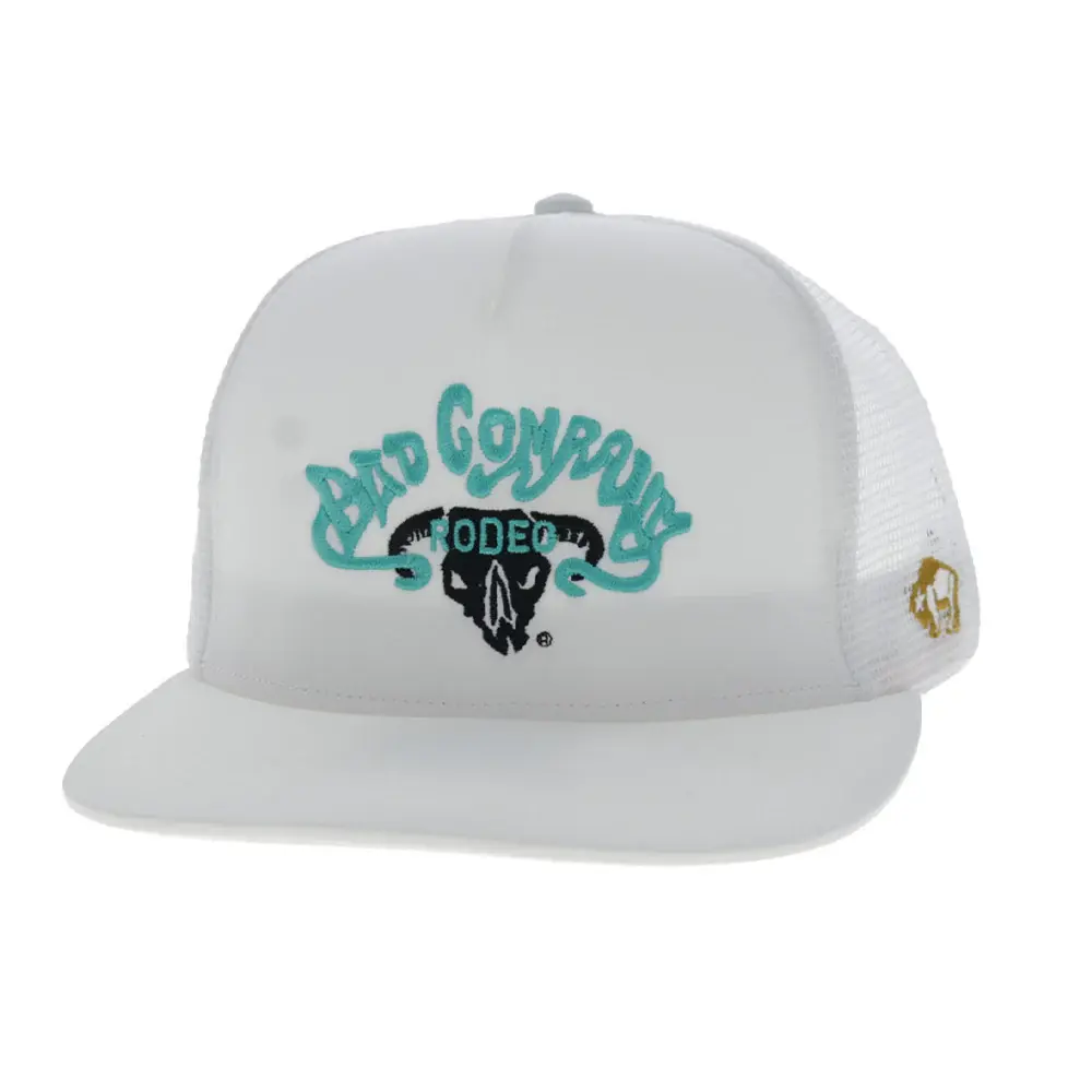 Bad Company Hat White w/Blue & Black Logo Cap