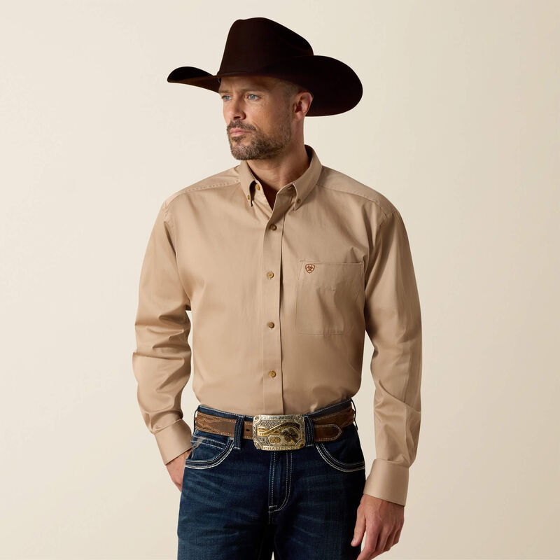 Ariat Men's Solid Twill Classic Fit Shirt - Khaki