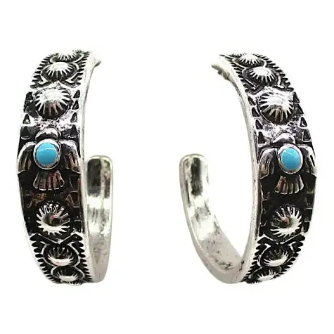 Western Turquoise Hoop Earrings