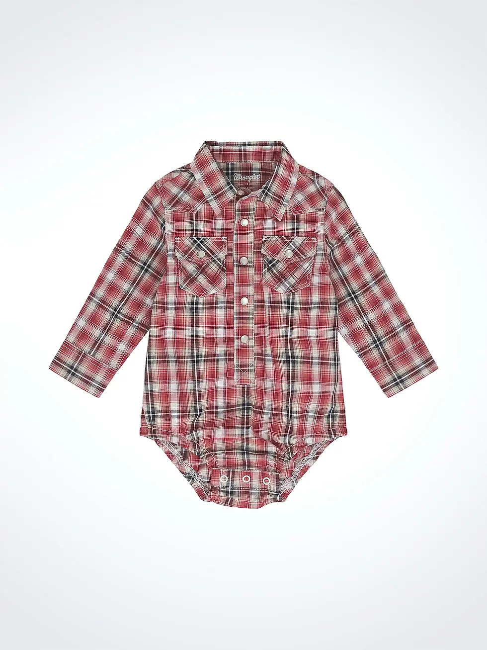 Baby Boy's Long Sleeve Western Snap Bodysuit in Vermilion Red