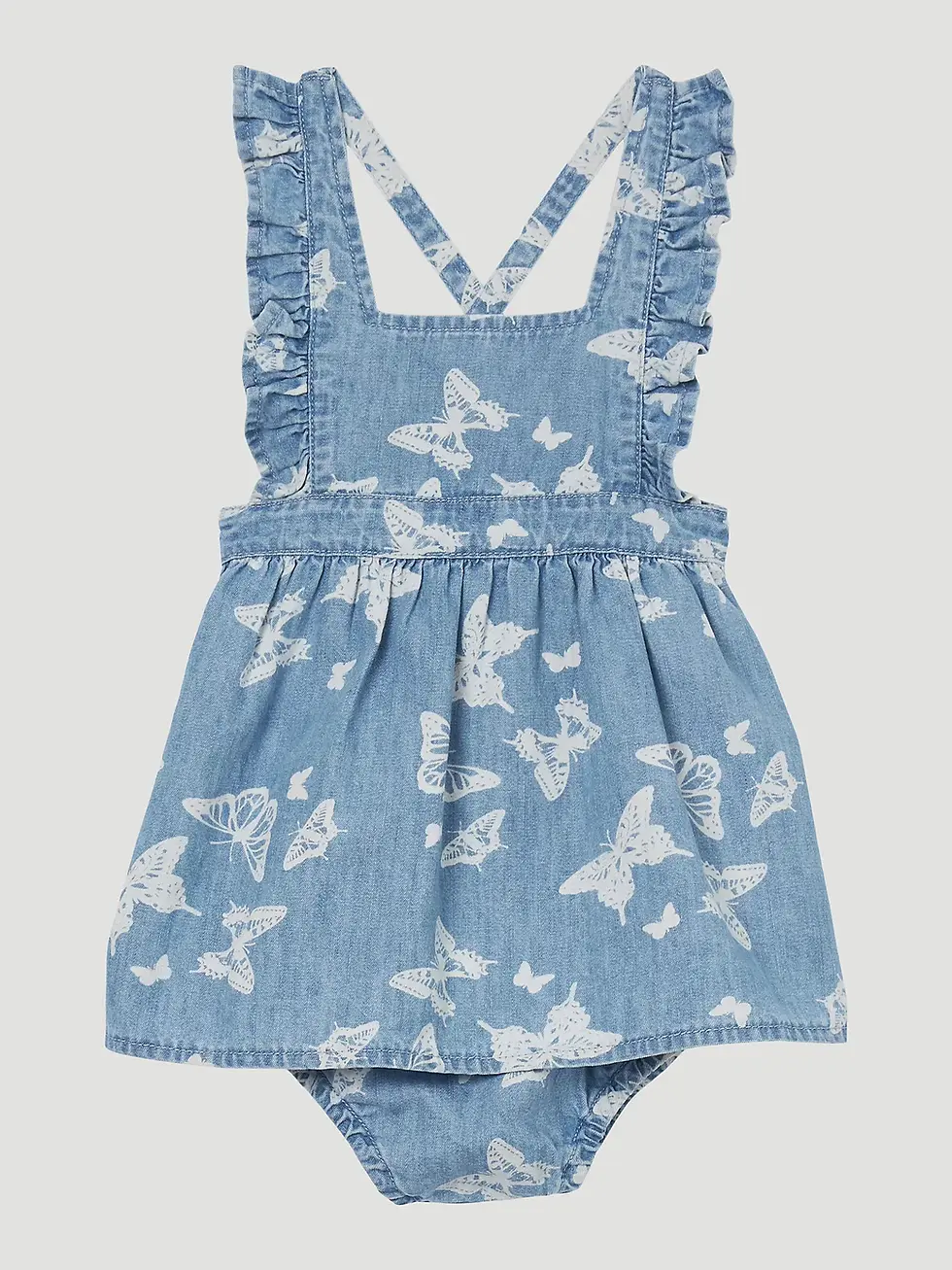 LITTLE GIRL'S DENIM PINAFORE DRESS IN BLUE