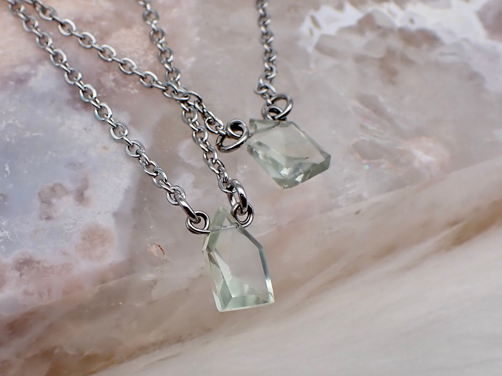 Thumbnail: Green Amethyst Faceted House Necklace
