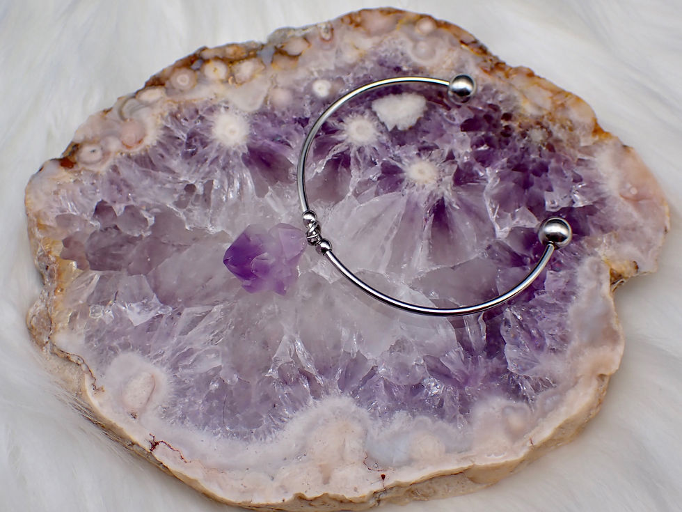 Thumbnail: Bangle Bracelet with Amethyst Charm