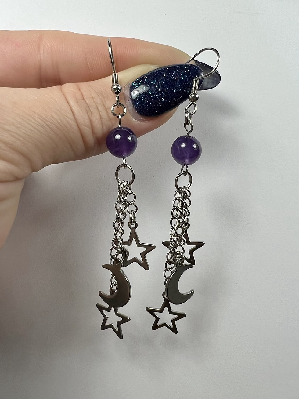 Thumbnail: Star and Moon Gemstone Earrings 