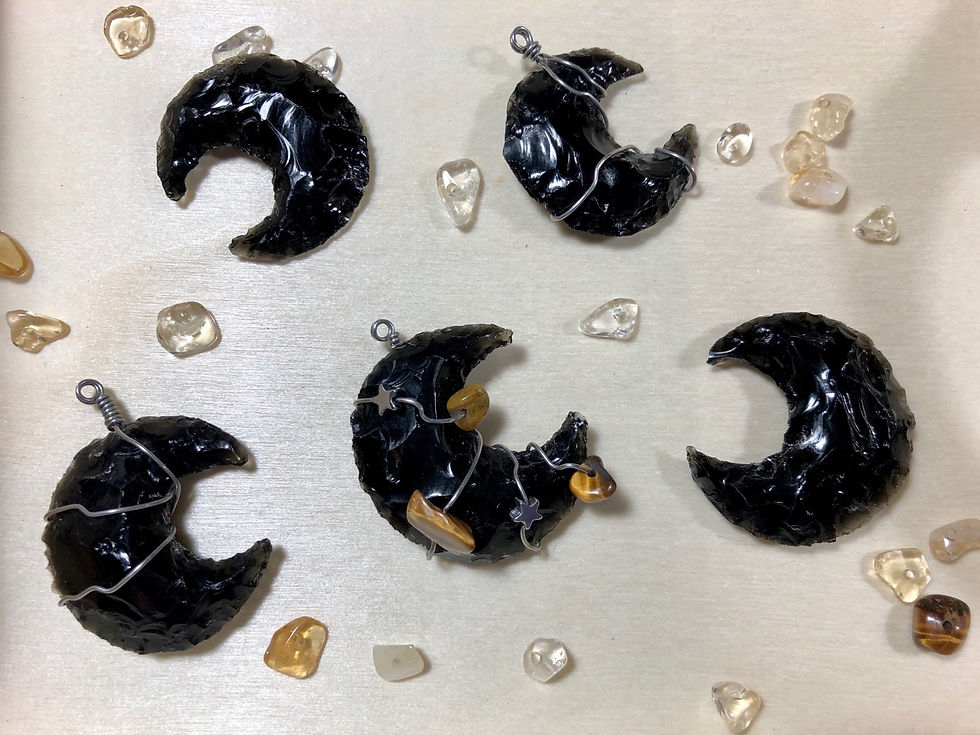 Thumbnail: Wire Wrapped Obsidian Moon Necklace