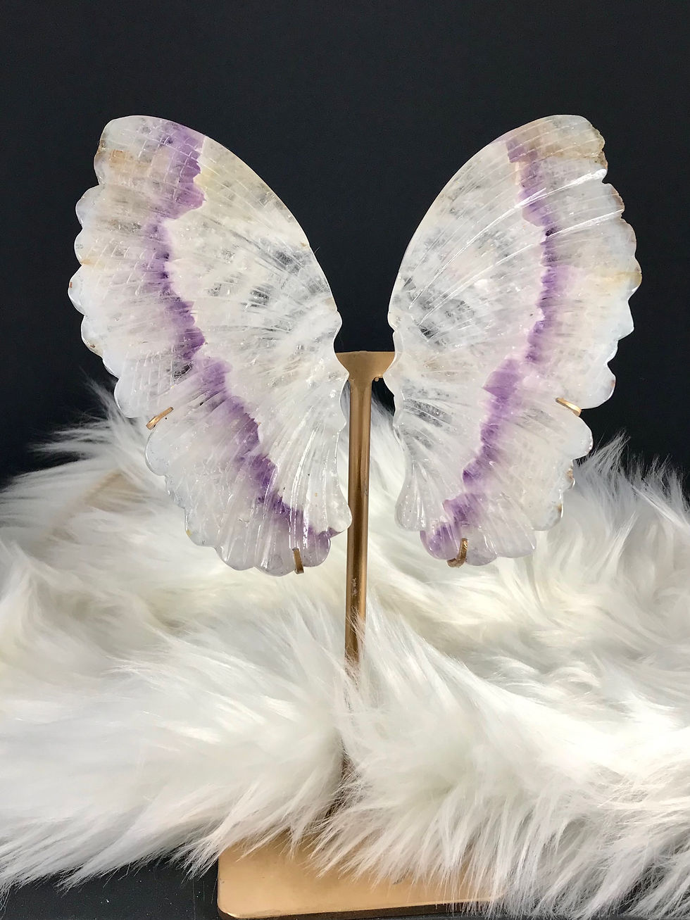 Thumbnail: Hand Carved Amethyst Quartz Butterfly Wings