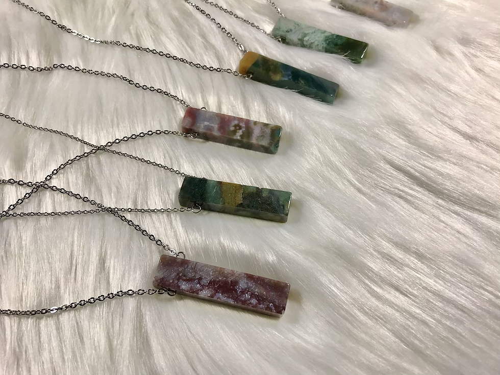 Thumbnail: Indian Agate Bar Pendant Necklace