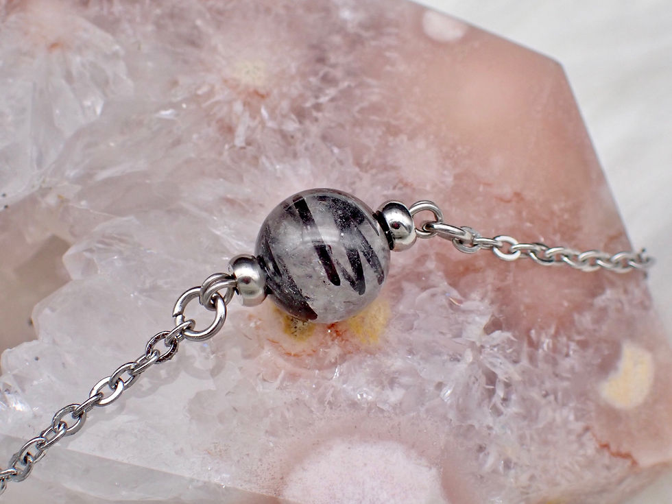 Thumbnail: Tourmaline Rutile Quartz Bead Necklace