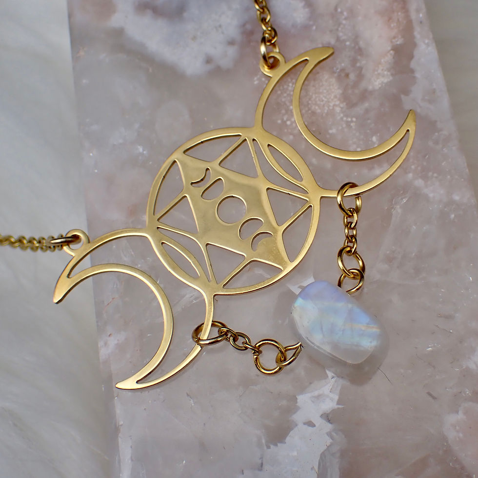 Thumbnail: Moonstone Triple Moon Necklace 