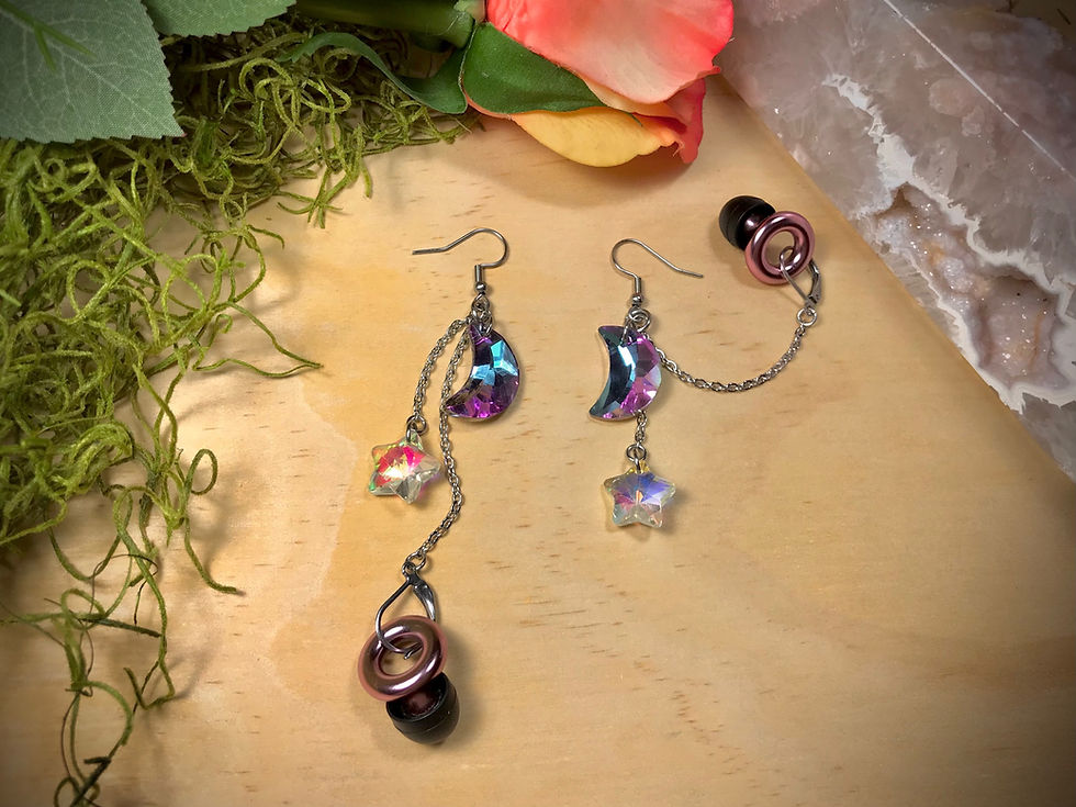 Thumbnail: Glass Moon - Loop Earplug Holder Earrings I