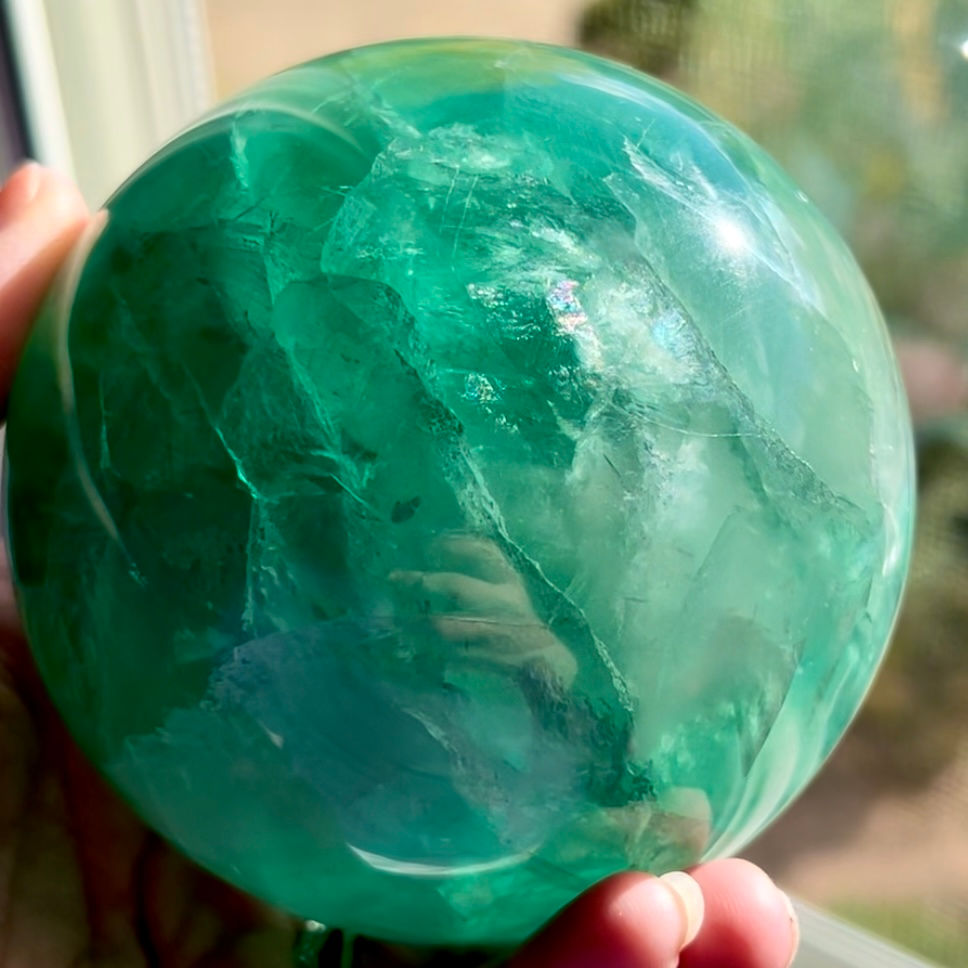 Thumbnail: 3.33LB Fluorite Sphere - Super Gemmy!