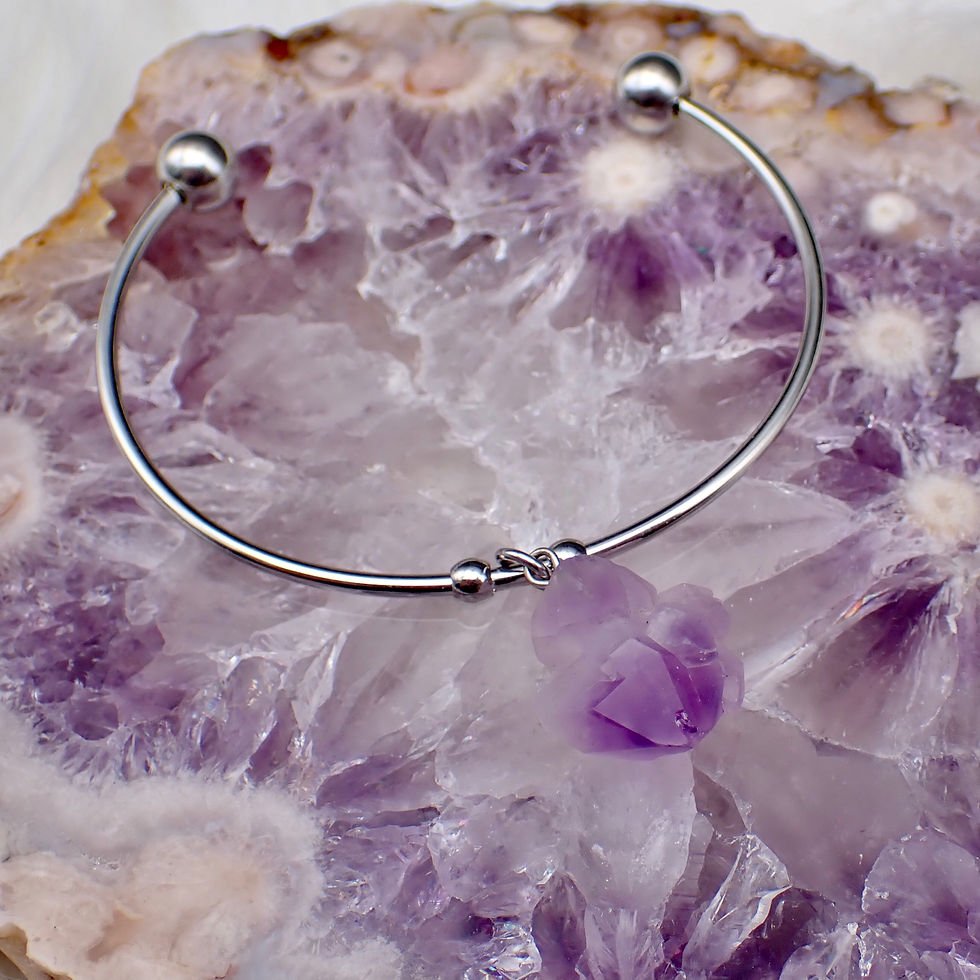 Thumbnail: Bangle Bracelet with Amethyst Charm
